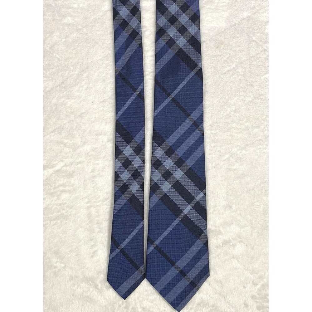 Burberry London Regent Carbon Blue Plaid Silk Tie Made In Italy Preppy Old Money - Picture 2 of 5